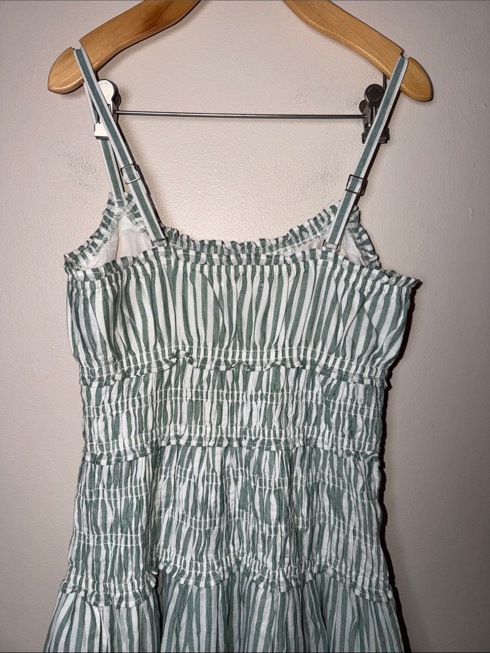 Abercrombie & Fitch Light Mint Striped Smocked Maxi Dress Bra Free - Picture 6 of 8